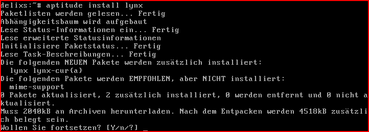 aptitude install lynx