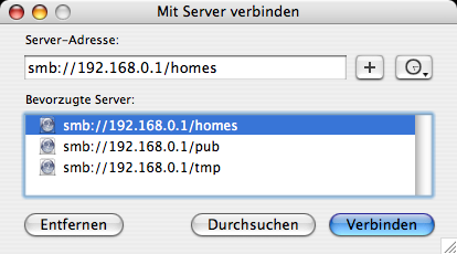 Mac OS X - Anmeldung am SAMBA-Server (2)