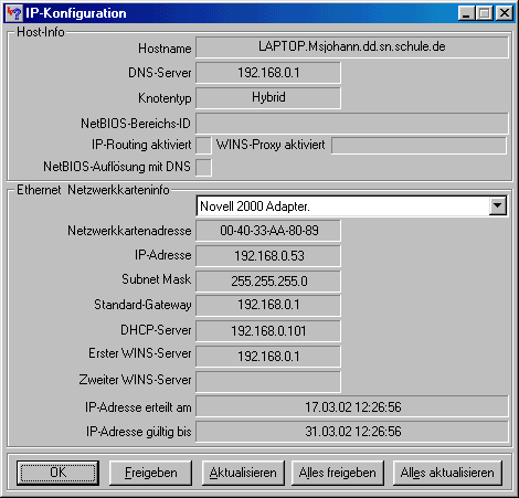 IP-Konfiguration (mit DHCP)