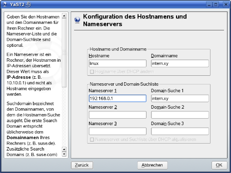 Linux - Hostname und Nameserver