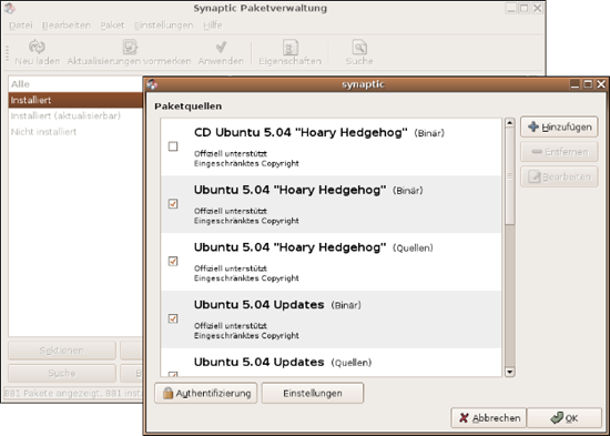 Ubuntu – Synaptic-Paketquellen
