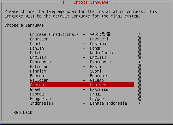 Auswahl der Sprache