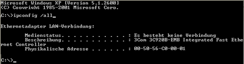 Windows NT/2000/XP - ipconfig