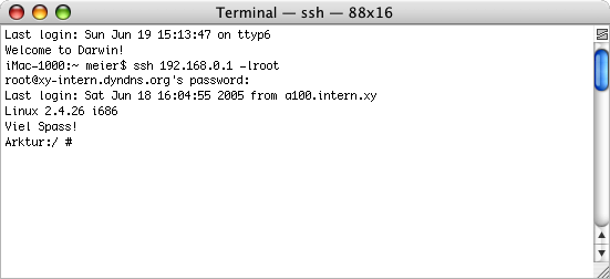 Mac OS X - Serveranmeldung im Terminal