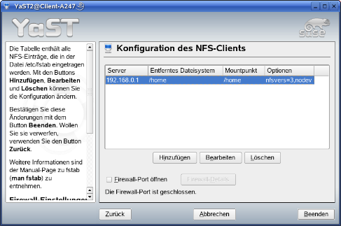 Linux - NFS-Server hinzufügen