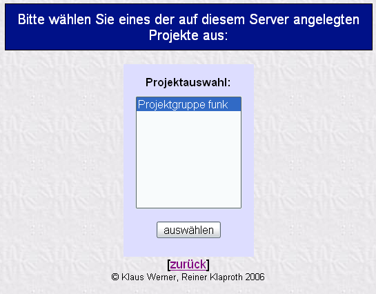 Projektauswahl