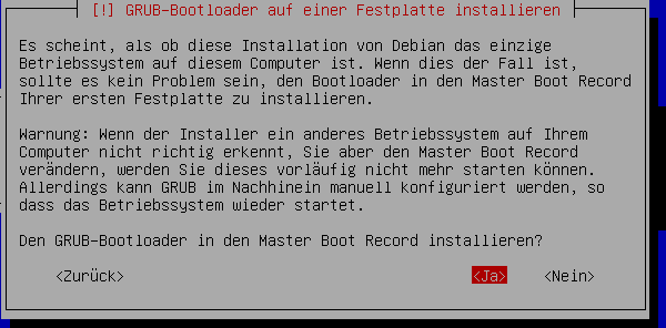in den Master-Boot-Record installieren